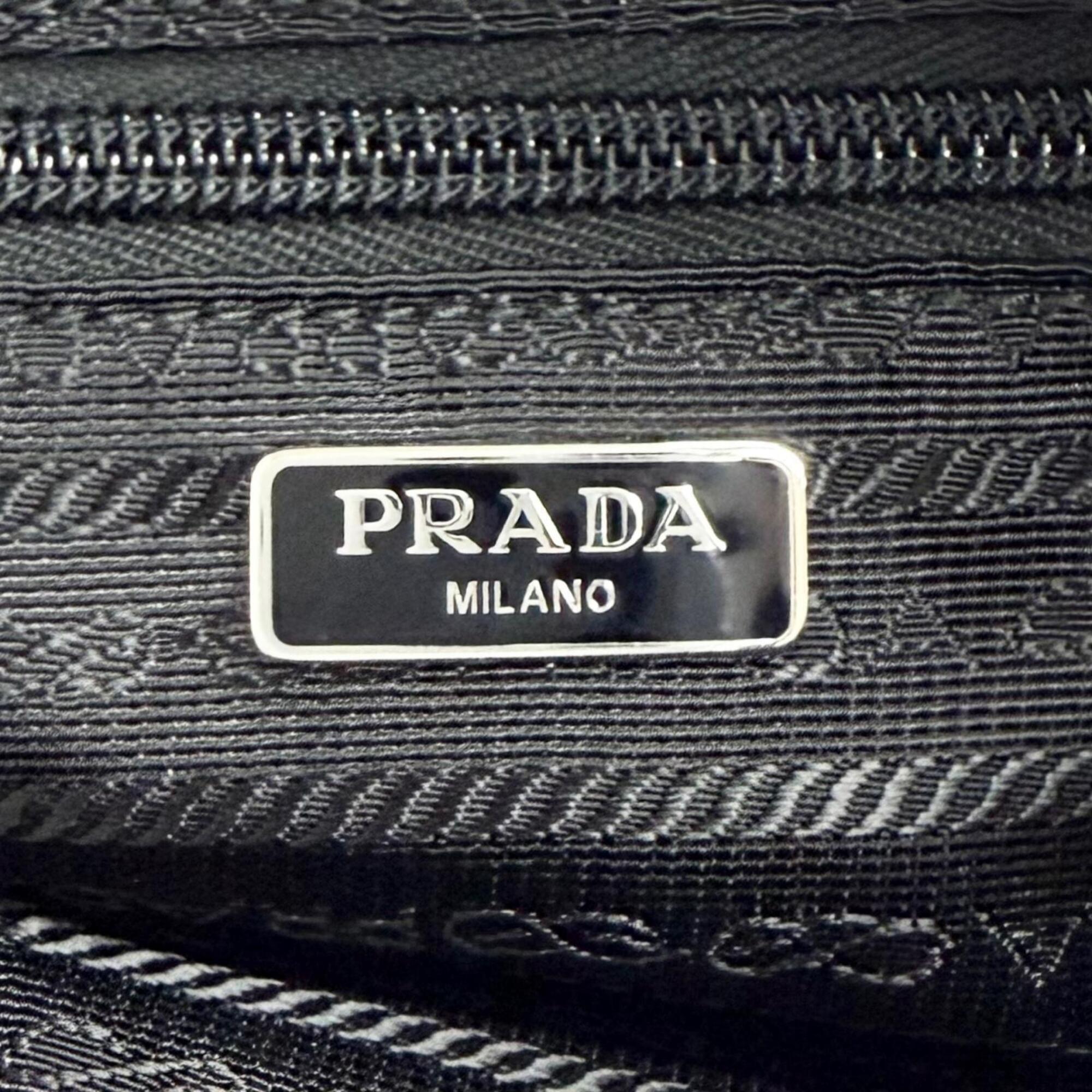 PRADA 1NS175 Vera Re-Nylon Mini Pouch Small Current Model Triangle Logo Plate Cosmetic Black Made in Italy Women's — Like New