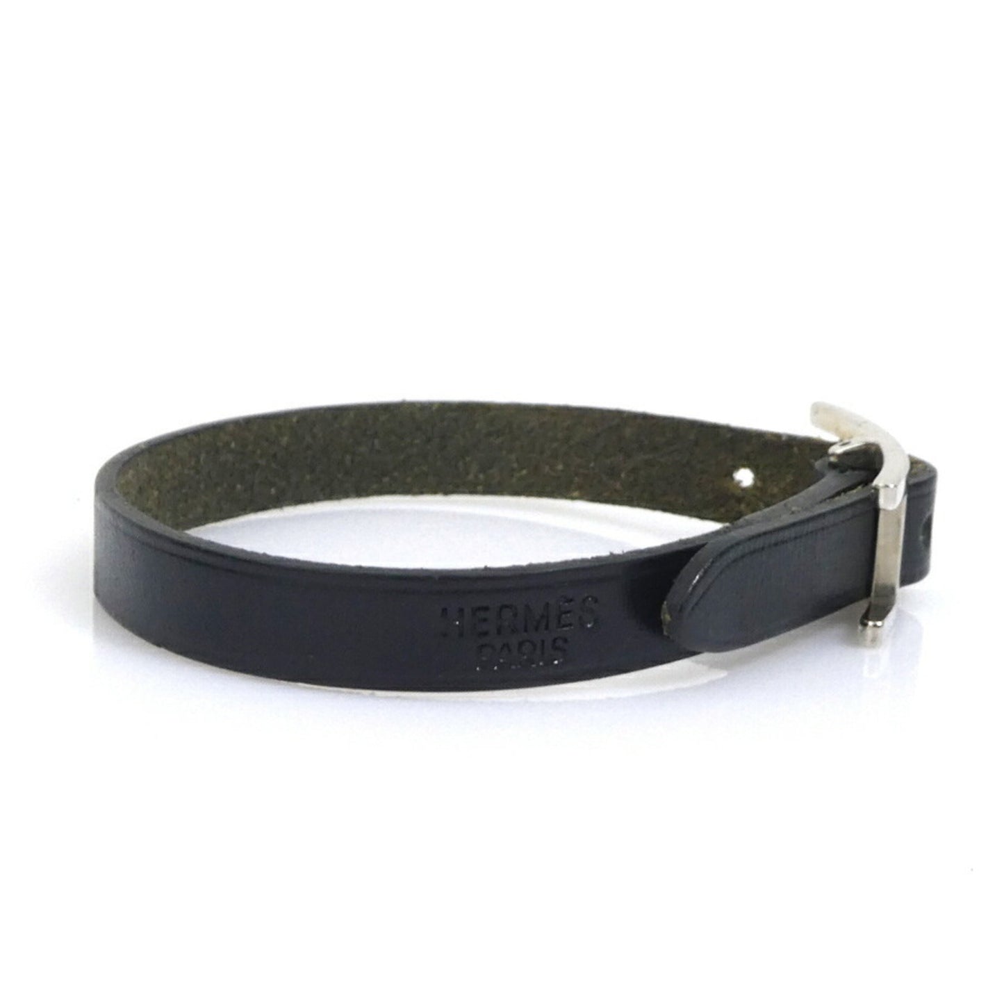 Hermes Hermès Api Leather Bracelet in Black and Silver (Women's) e60867a