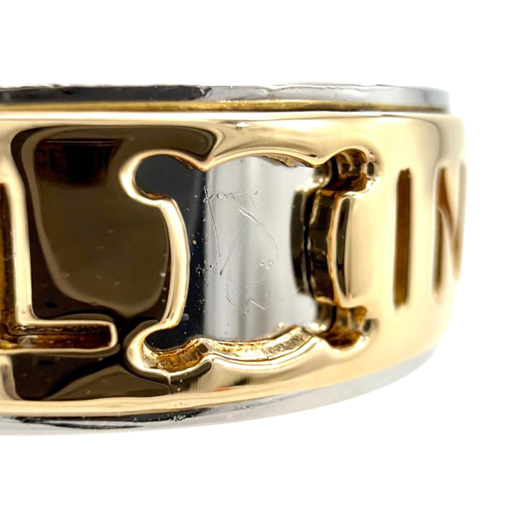 Celine Macadam Logo Bicolor Ring, Approx. 18K Yellow Gold (5.9g), Platinum 900 Combination, Women's Ring — Like New
