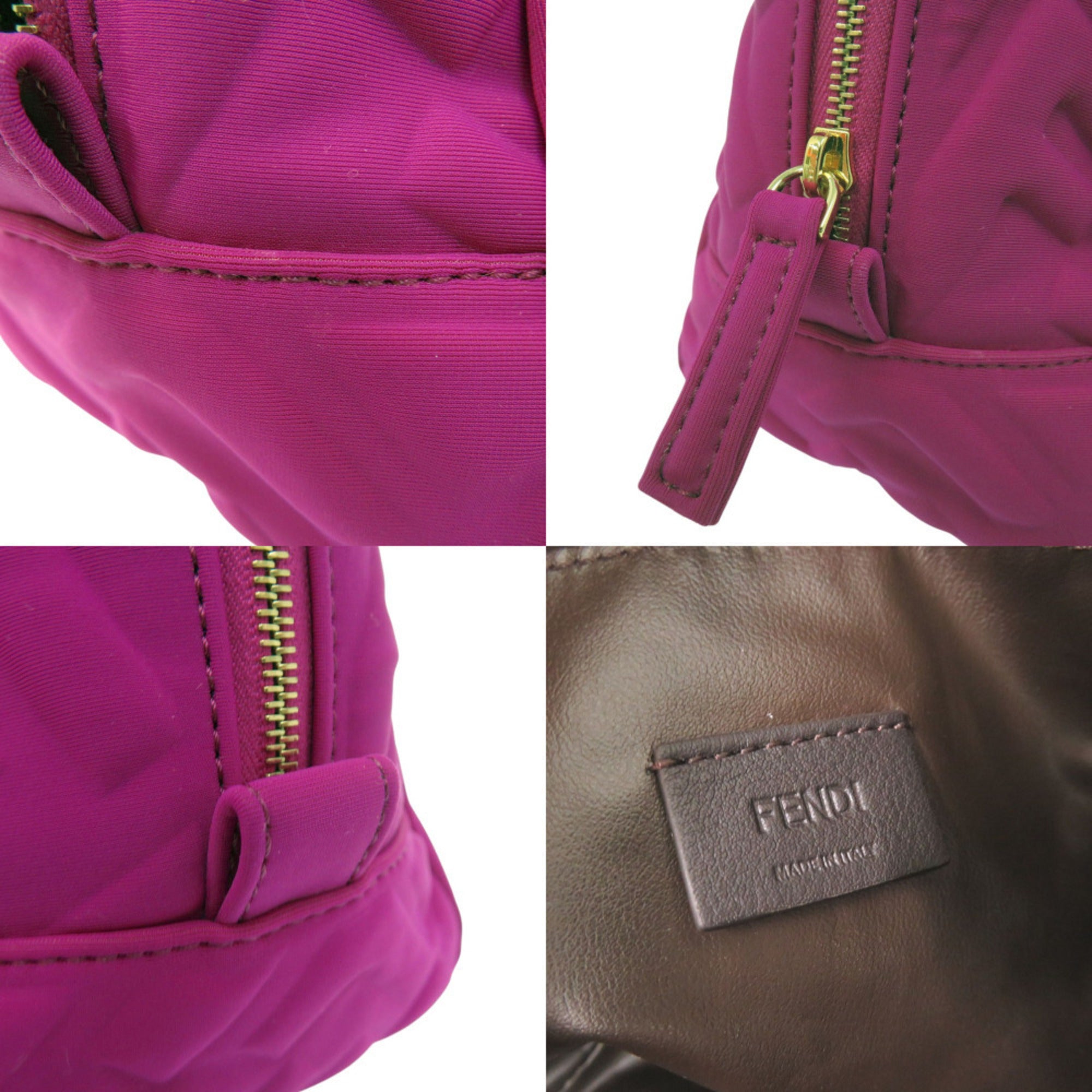 Like new Fendi Beauty Pouch with FF logo and Zucca pattern, 8N0171, Polyamide, Purple, 0677, FENDI — Like New
