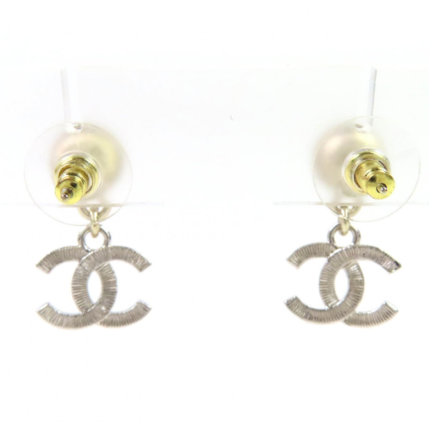 CHANEL B24K Coco Mark Pearl and Rhinestone Earrings, Silver, Made in Italy, Women's