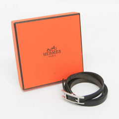 Hermes Hapi III Choker Leather,Metal Bangle Silver,Black — Like New