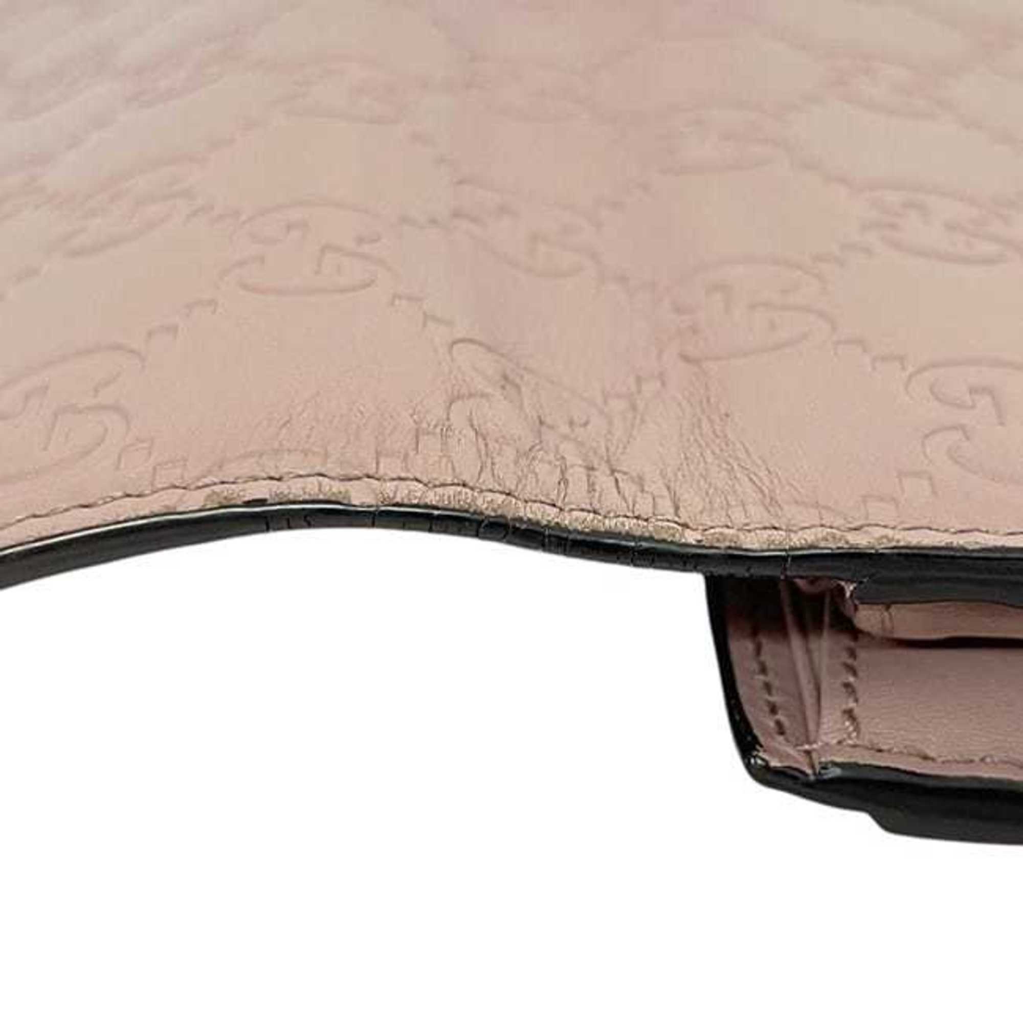 Gucci Bifold Long Wallet ec-24305 Pink Beige Stripe 388679 Leather 0959 GUCCI Ribbon GG Embossed Women's