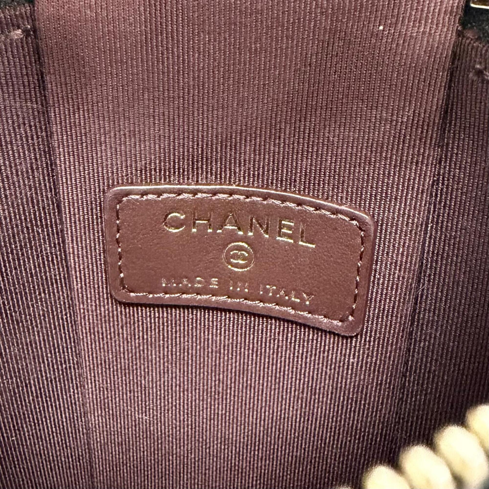 CHANEL Matelassé Caviar Skin Vanity Phone Bag Chain Shoulder Bag, Black with Gold Hardware, Made in Italy, Women's — Like New