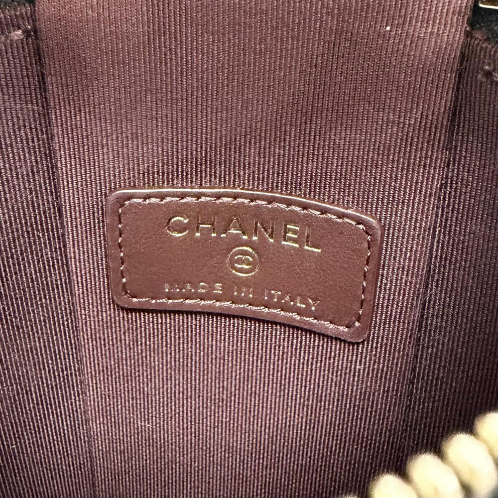 CHANEL Matelassé Caviar Skin Vanity Phone Bag Chain Shoulder Bag, Black with Gold Hardware, Made in Italy, Women's — Like New