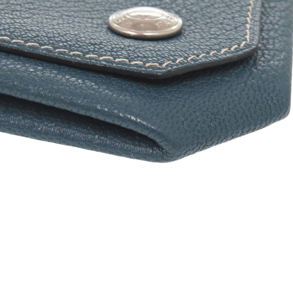 Excellent condition Hermès Le Vingt Quatre Chevre wallet with silver hardware, H stamp (2004), blue, 1208 HERMES