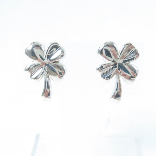 CHANEL Clover Earrings with Back Logo (for both ears) SV925 Silver, 5.6g, Women's