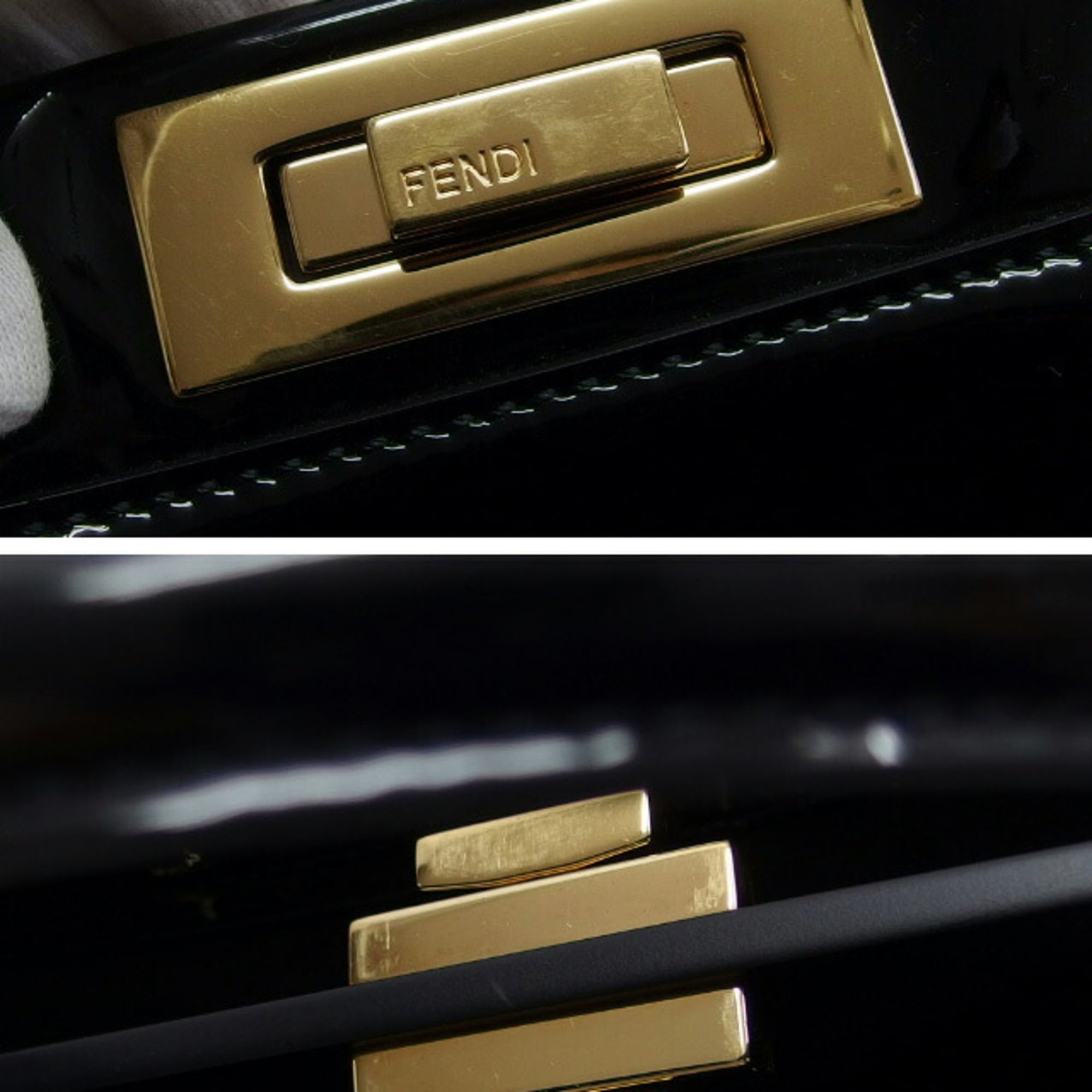 Fendi Peekaboo Zucca Pattern Definer Patent Handbag — Like New