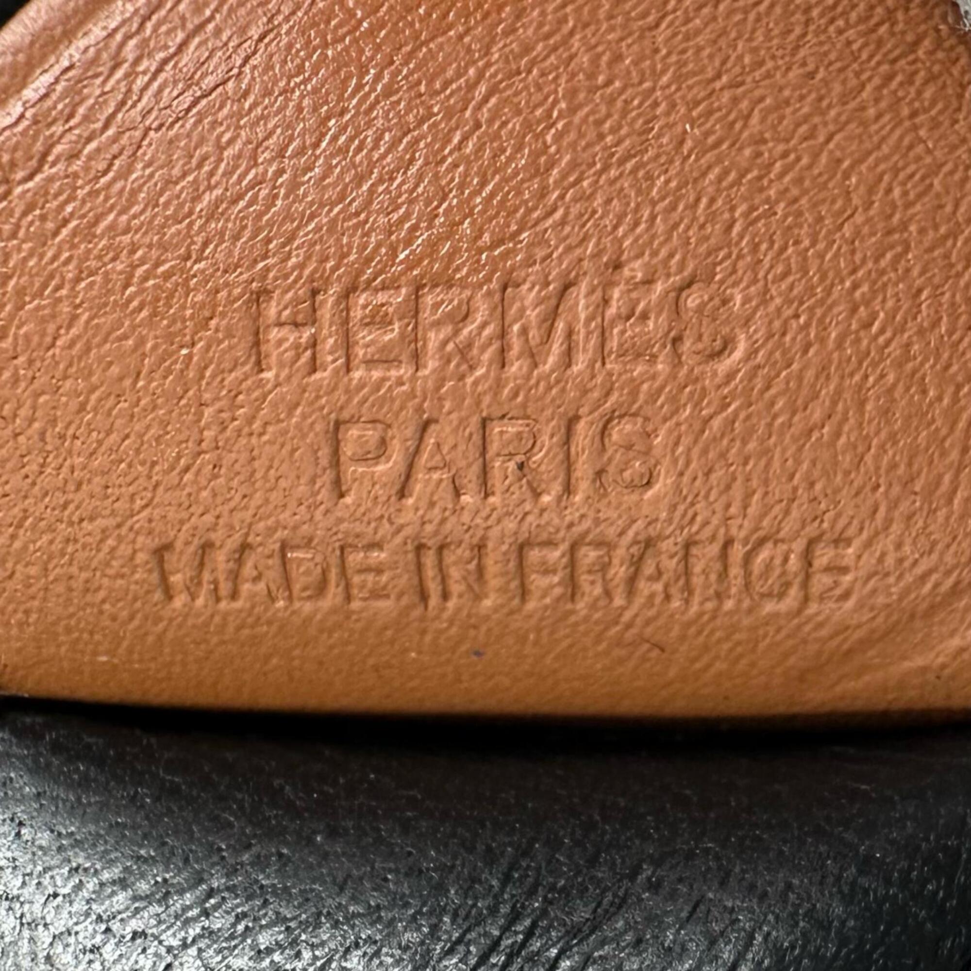 HERMES Rodeo Pegasus PM, Agneau Milo Swift leather, Noir (black), Gold, Blue Nuit (yellow) charm, W stamp, Made in France, Women's, with box — Like New