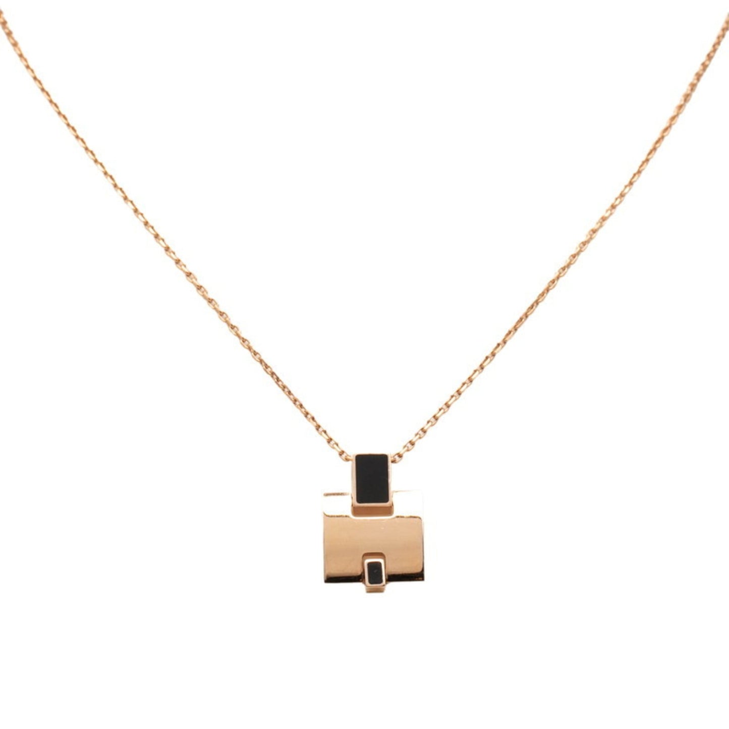 Hermes Eileen Pendant Necklace Gold and Black Plated for Women