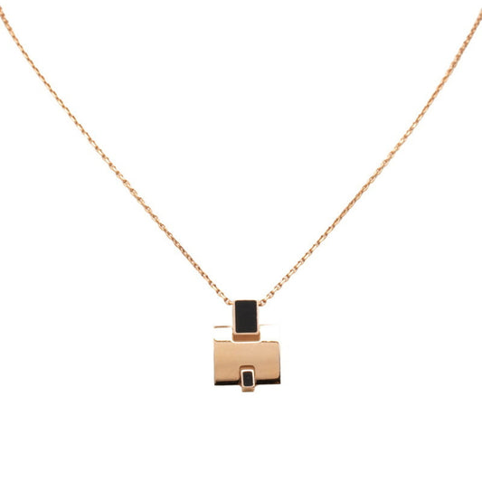 Hermes Eileen Pendant Necklace Gold and Black Plated for Women