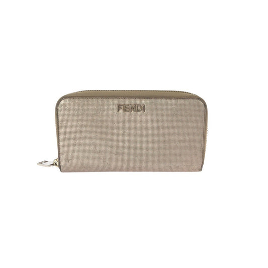 FENDI Salmon Pink Leather Wallet with Gold Hardware, Round Zipper, 8M0024, Women's