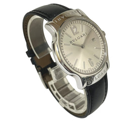 Bulgari BVLGARI Solo Tempo watch, total weight 38.1g, stainless steel, genuine leather strap, quartz movement, silver dial, ST35S — Good