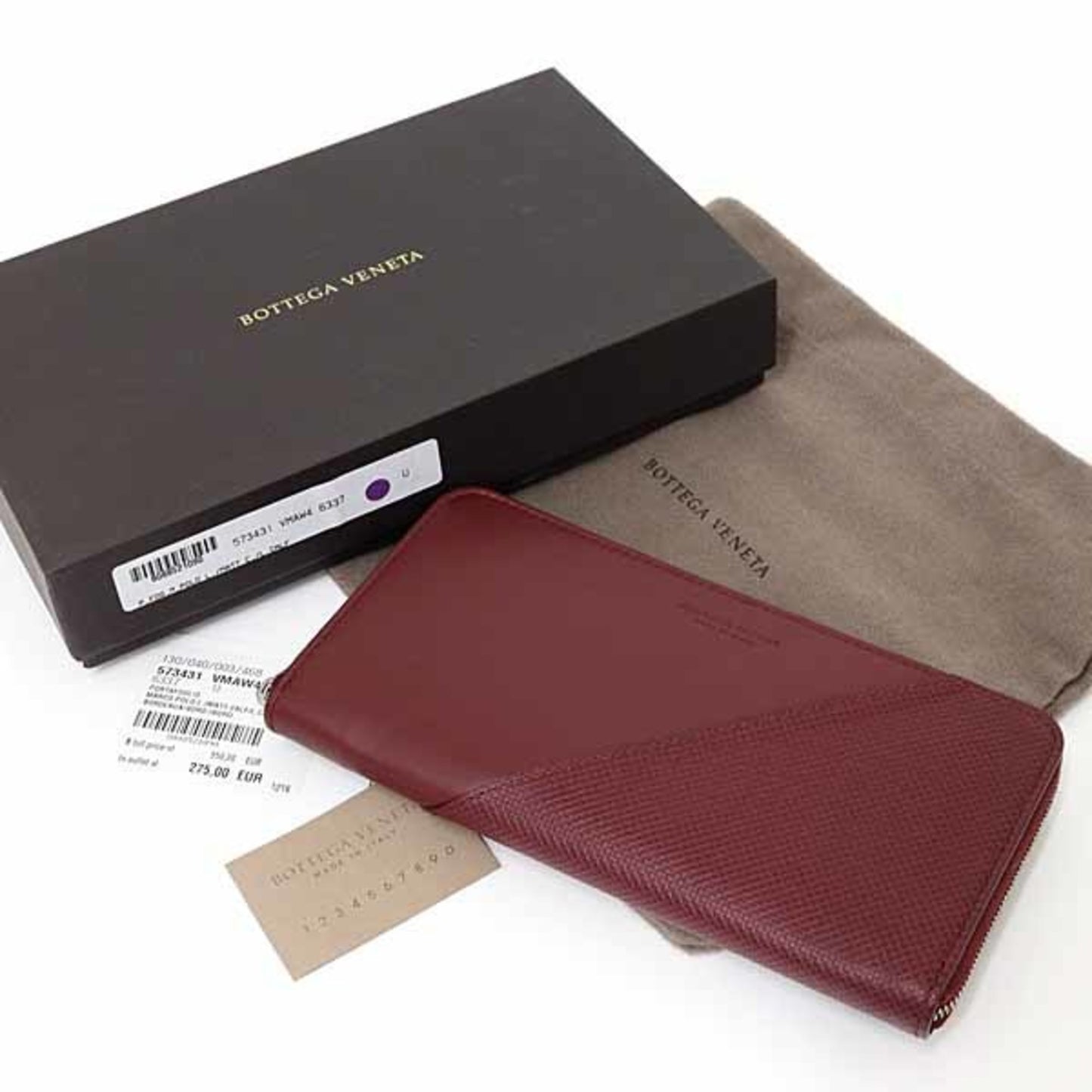 Bottega Veneta Marco Polo Zip-Around Wallet, Round Long 573431, Bordeaux