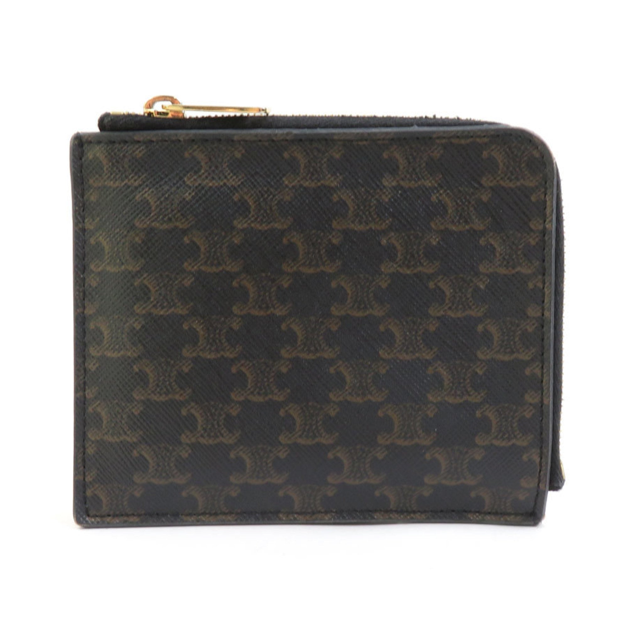 Celine Triomphe Coated Canvas Wallet/Coin Case, Black, Men's/Women's, H31426K