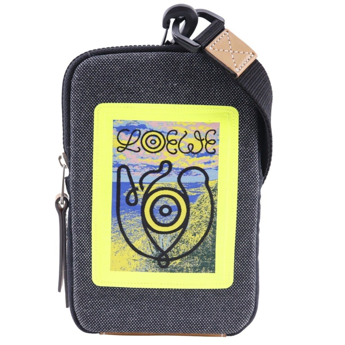 LOEWE Eye Loewe Nature Pouch Neck Phone Canvas Gray/Yellow Men's