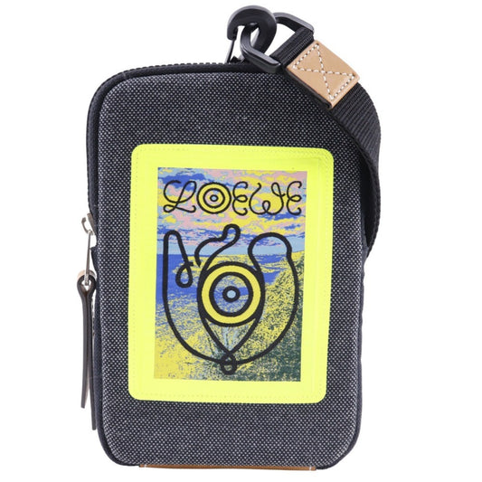 LOEWE Eye Loewe Nature Pouch Neck Phone Canvas Gray/Yellow Men's