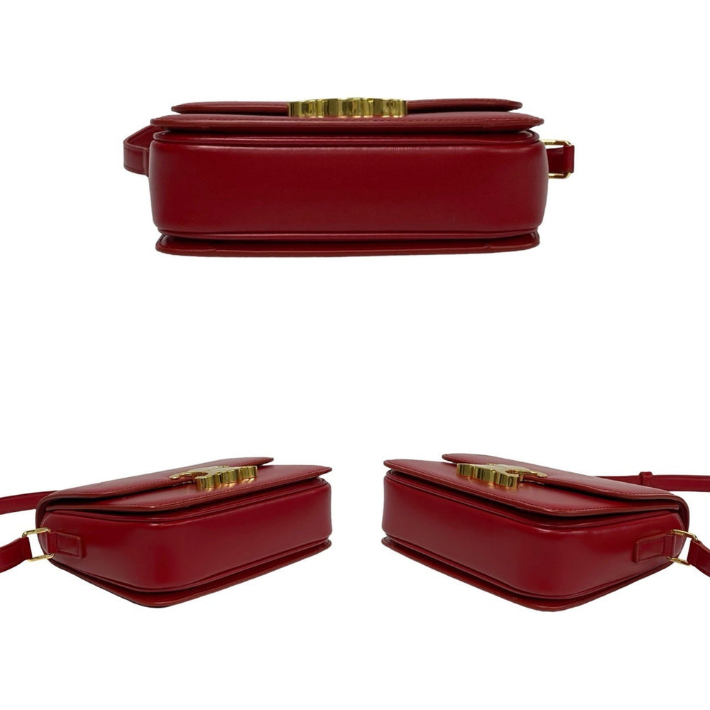 Unused, stored Celine Teen Triomphe logo hardware leather mini shoulder bag/pouch in red (23190) — Like New