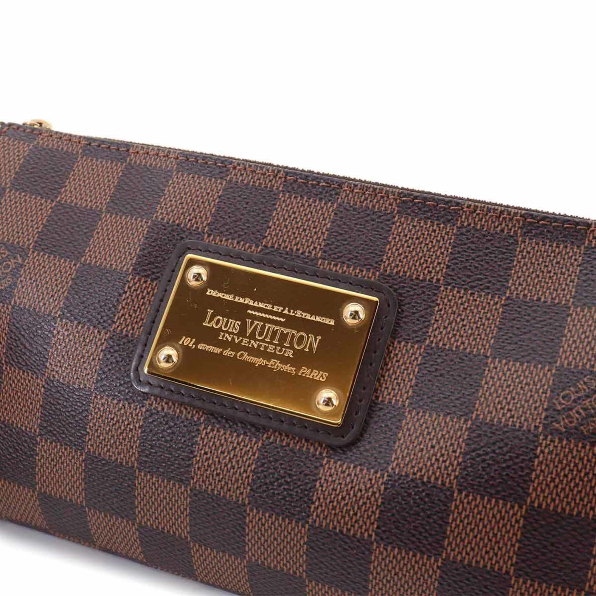 Louis Vuitton Damier Eva 2-way Hand/Shoulder Handbag, Ebene N52213, Gold Hardware — Like New