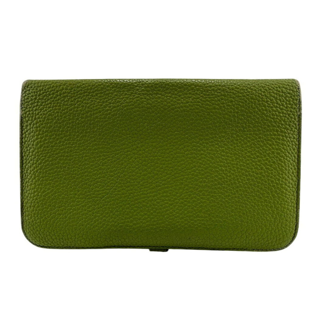 HERMES Dogon GM Long Wallet Green Unisex
