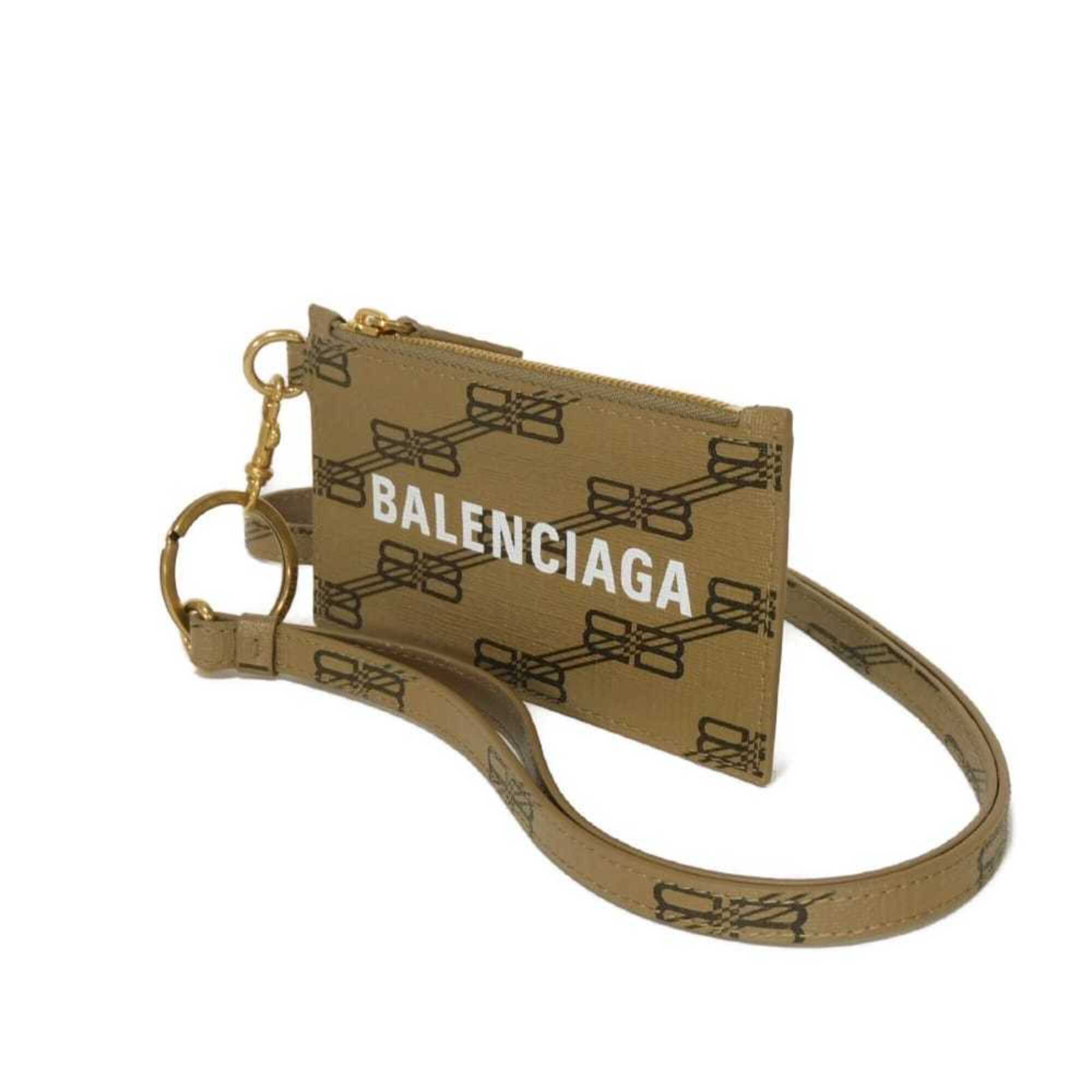 Balenciaga coin case, cash fragment strap, BB logo, card unused, new beige, 594548 210DA 2762, men's wallet — New - Store Return