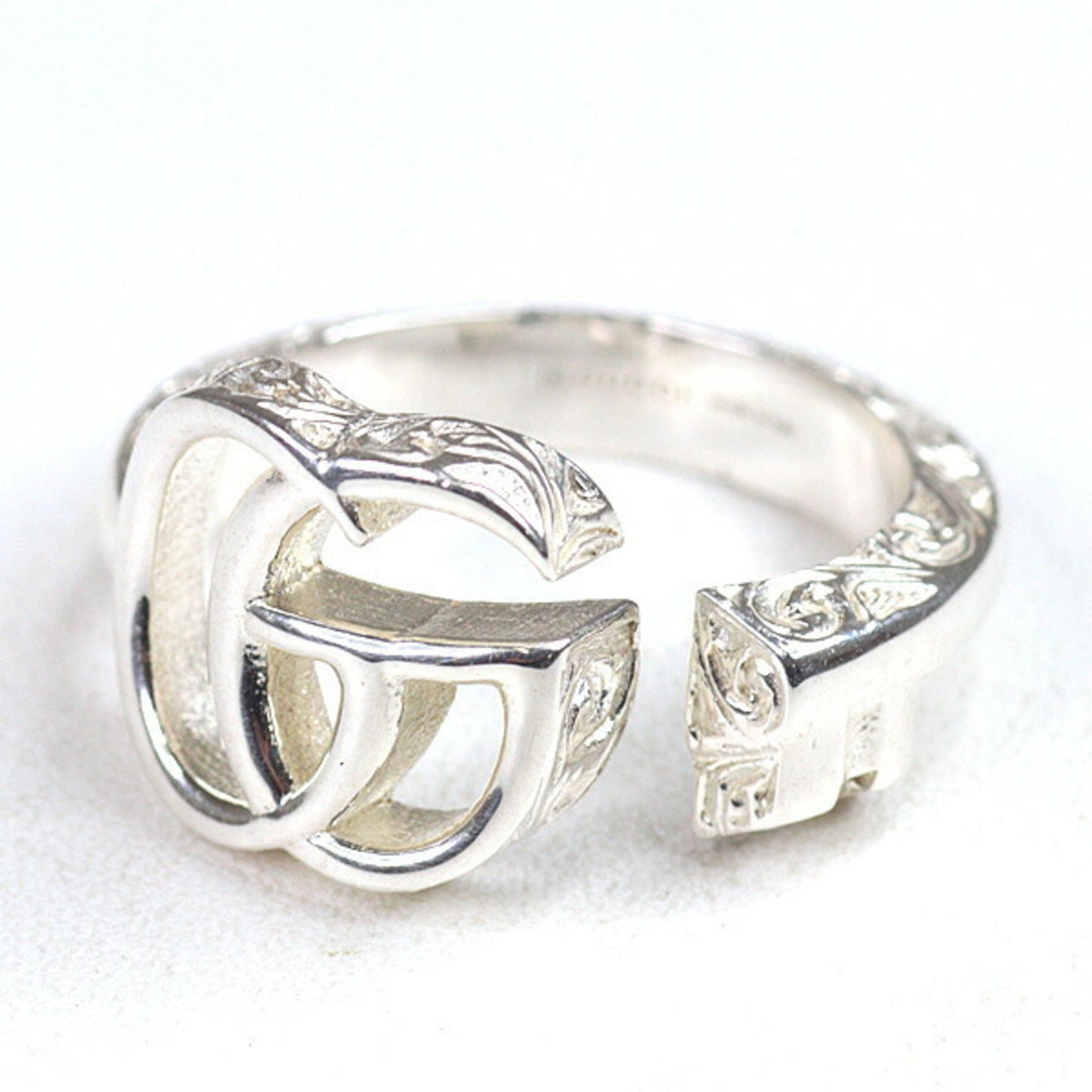 Gucci Double G Key Motif Ring in Sterling Silver (Ag925), Size 12 (Actual 11)