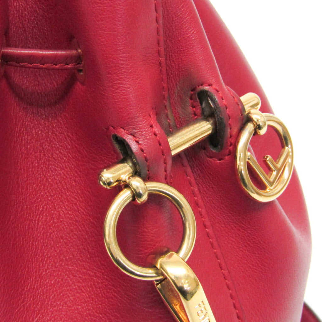Fendi Mon Tresor 8BT298 Women's Leather Shoulder Bag Red Color
