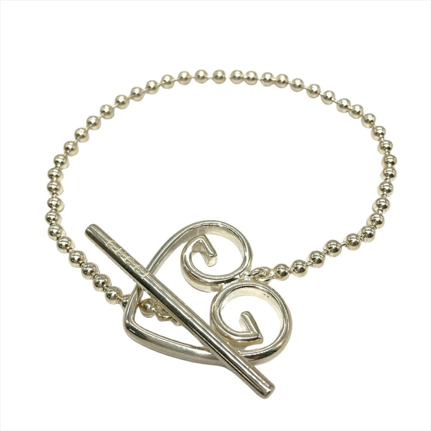 Gucci Double G Heart Bracelet in Sterling Silver (SV925) - 14.6g, Women's