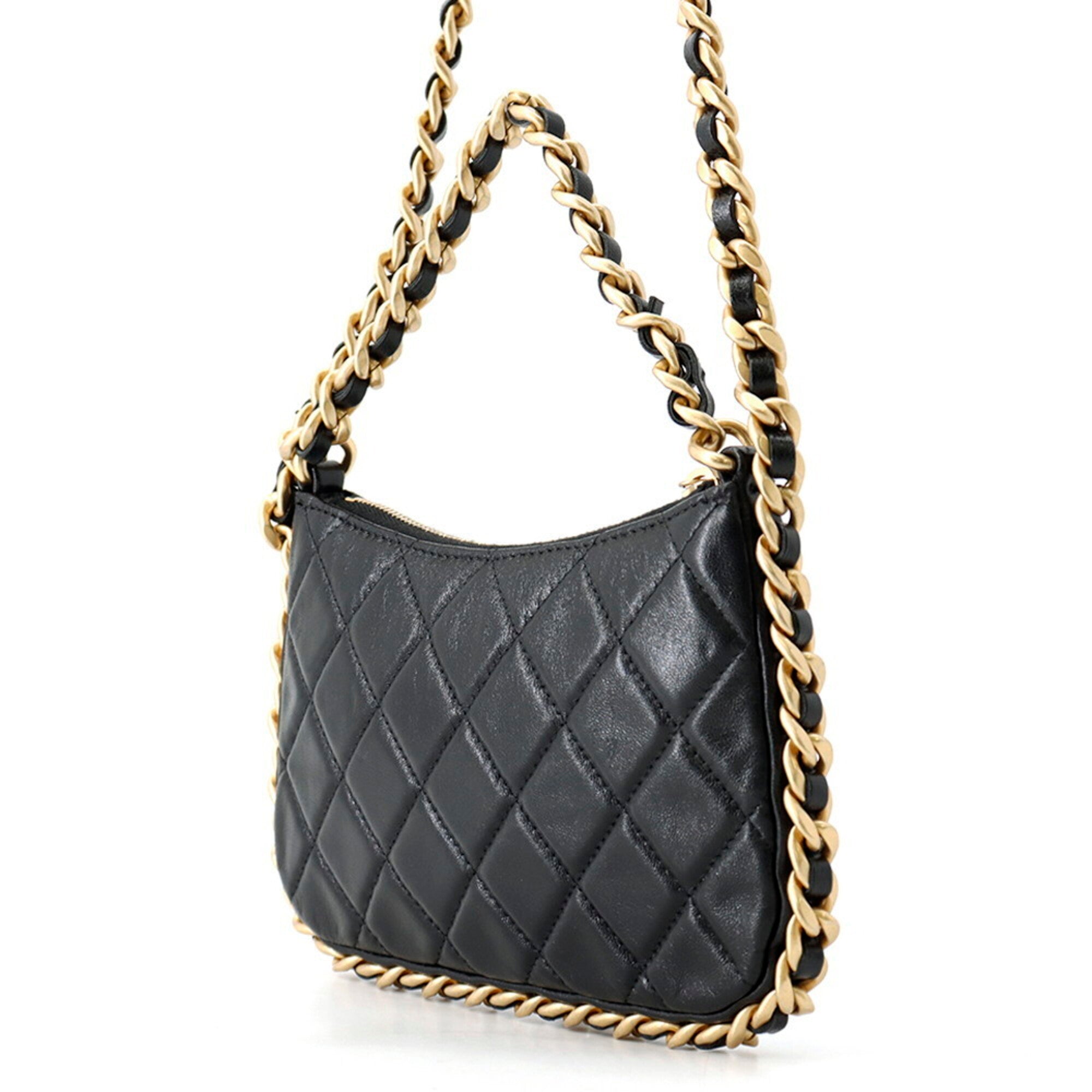 Chanel Chain Shoulder Bag Matelassé Coco Mark Lambskin AP3487 CHANEL Handbag Black Women's — Like New