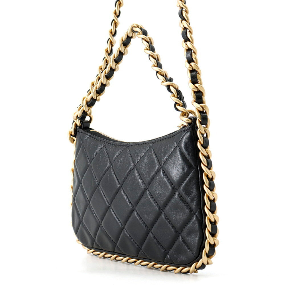 Chanel Chain Shoulder Bag Matelassé Coco Mark Lambskin AP3487 CHANEL Handbag Black Women's — Like New