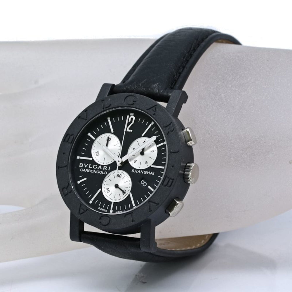BVLGARI Bulgari Chronograph BBW38CGLDCH 6 BB38CLCH Men's Watch Carbon x Leather 40531 — Like New
