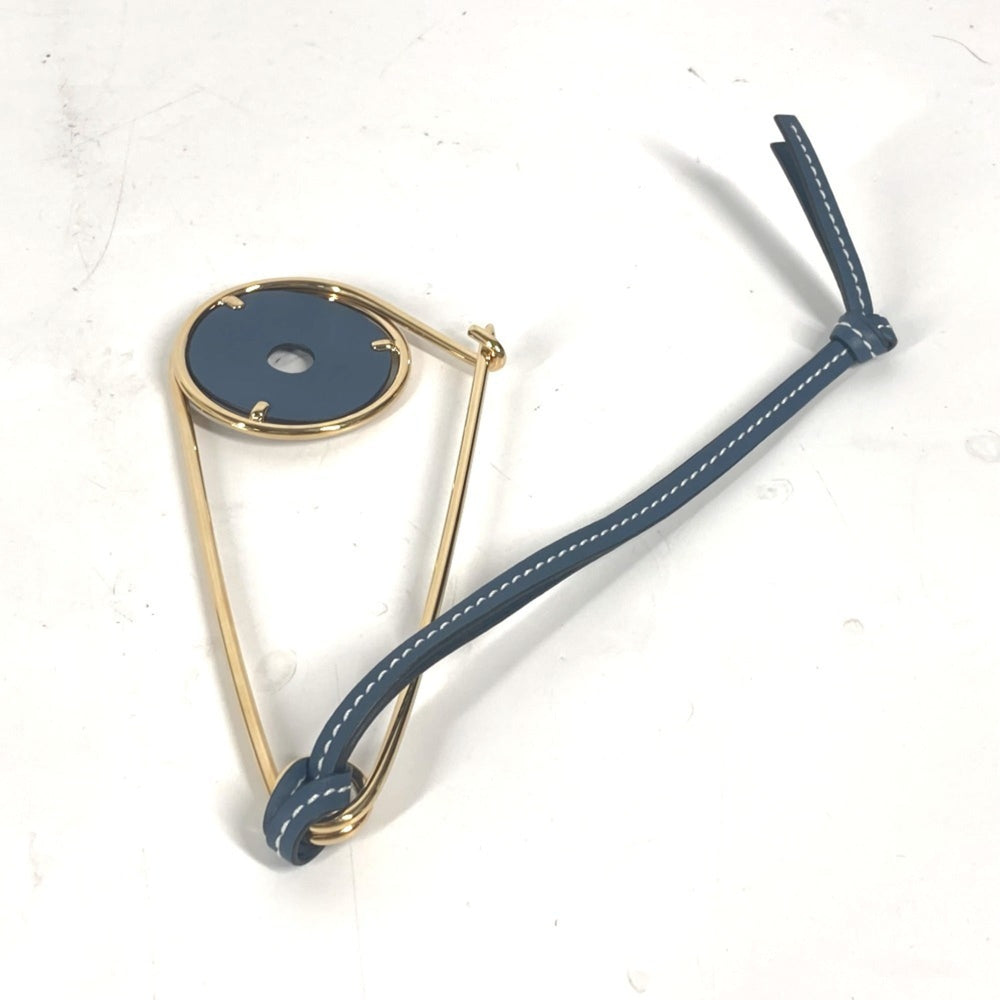 LOEWE Brooch Metal Leather Men's Women's Gold MO-241124-16 — New - Store Return