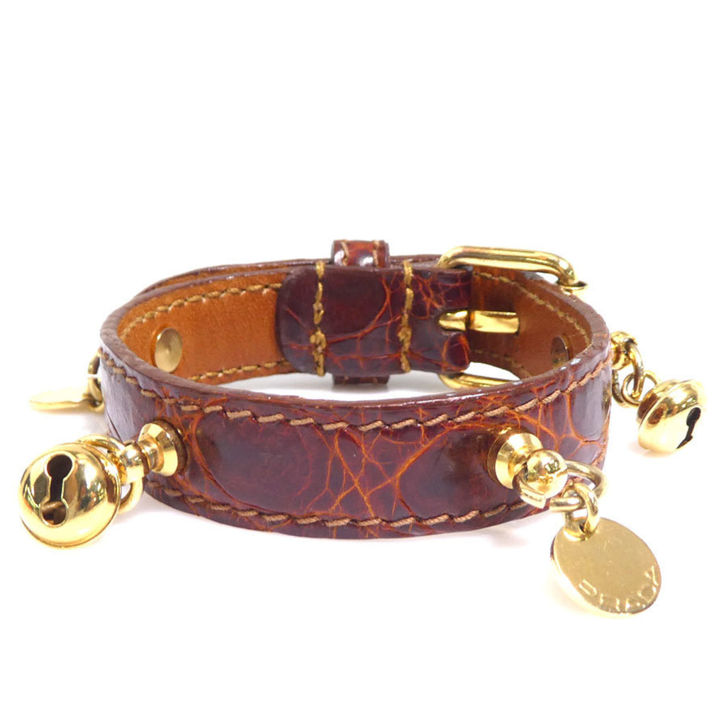 Prada PRADA Bracelet in Embossed Leather and Metal, Brown Gold, Women's, e60709a