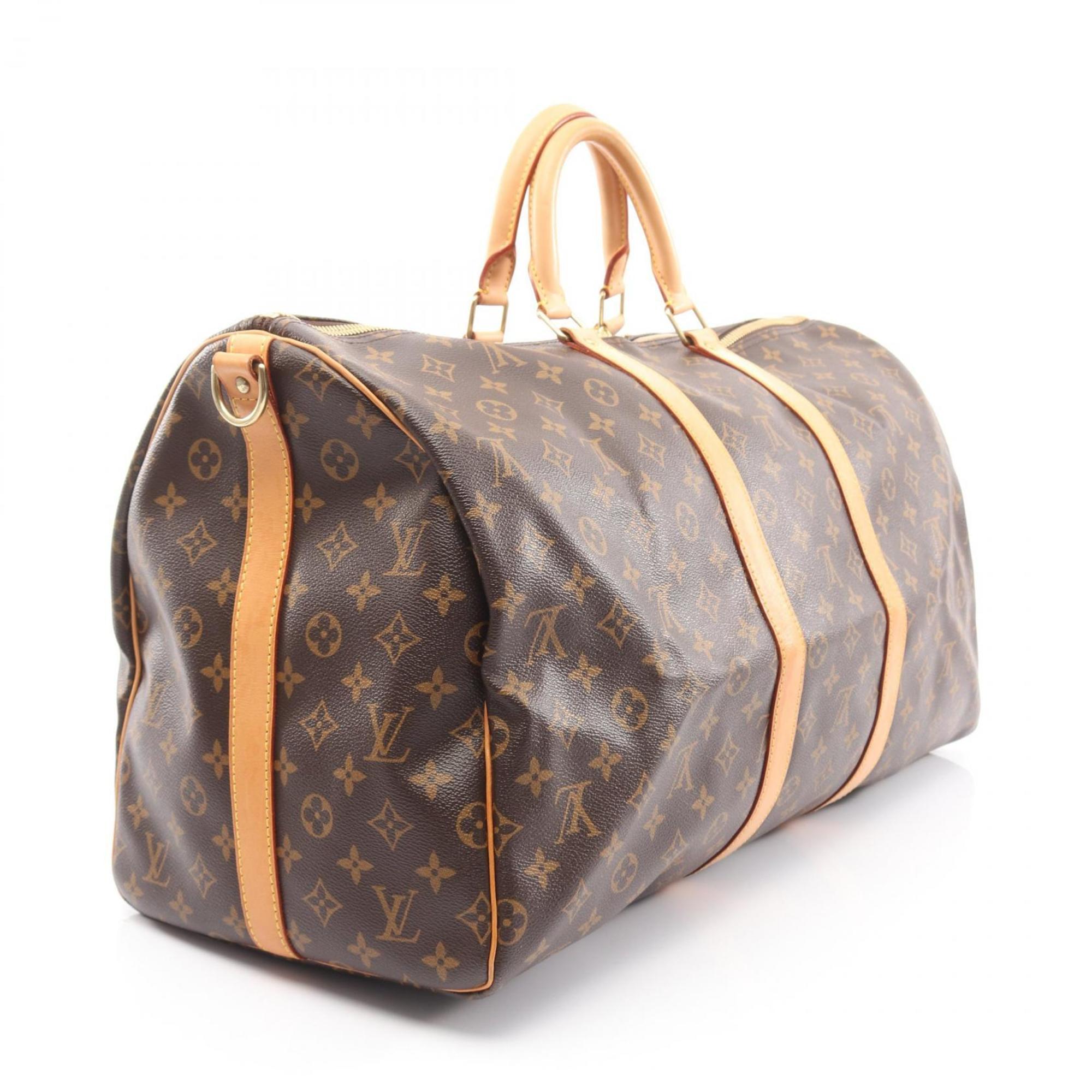 Louis Vuitton Keepall Bandouliere 55 Boston Bag, Coated Canvas and Leather, Monogram, Men's Women's, Brown, M41414