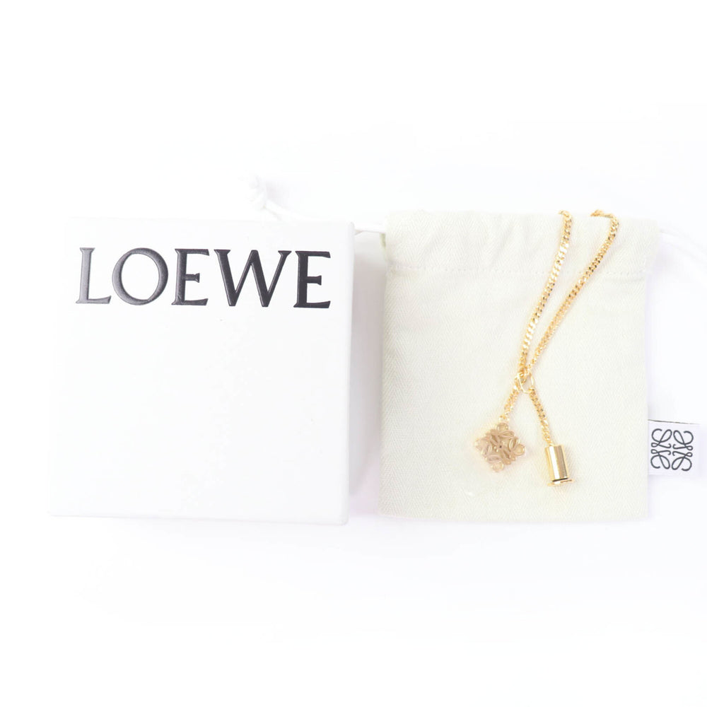 LOEWE J82124X02 Anagram Cube Chain Necklace Pendant, Gold, Made in Spain, Women's, with Box and Dust Bag — Like New
