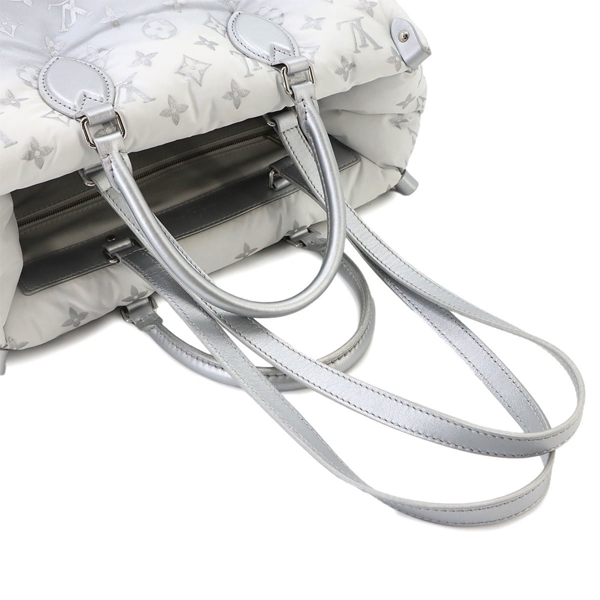 Louis Vuitton Onthego MM LV SKI 2-way Tote Shoulder Handbag Monogram Nylon Frost M11847 RFID — Like New