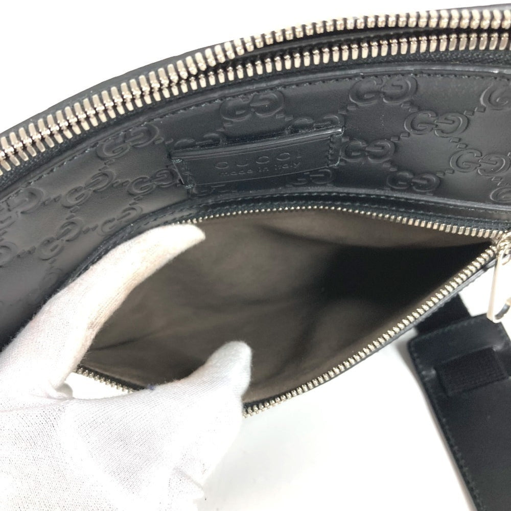 GUCCI 406410 GG Embossed Guccissima Logo Bag, Crossbody Pouch, Shoulder Leather, Black, Men's and Women's — Like New