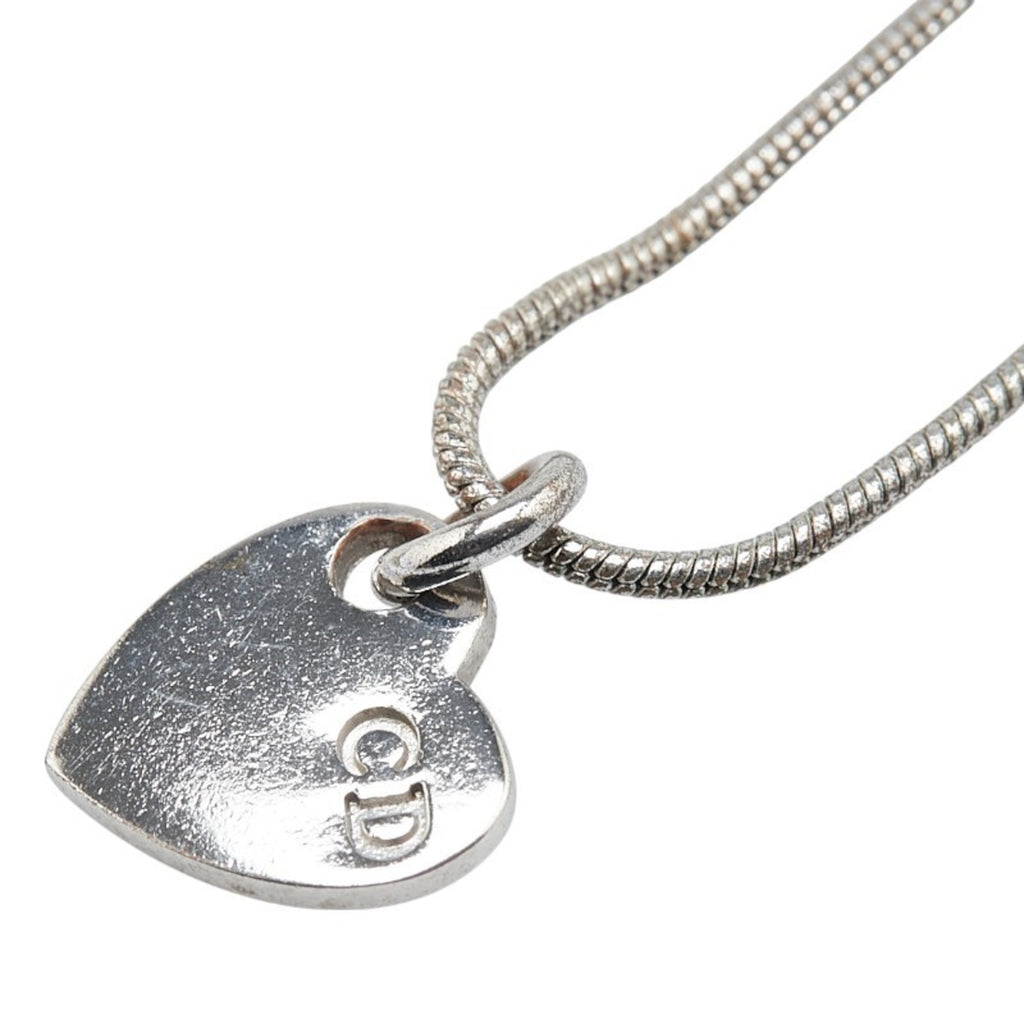 Christian Dior Dior Heart CD Logo Necklace in Silver Metal for Women
