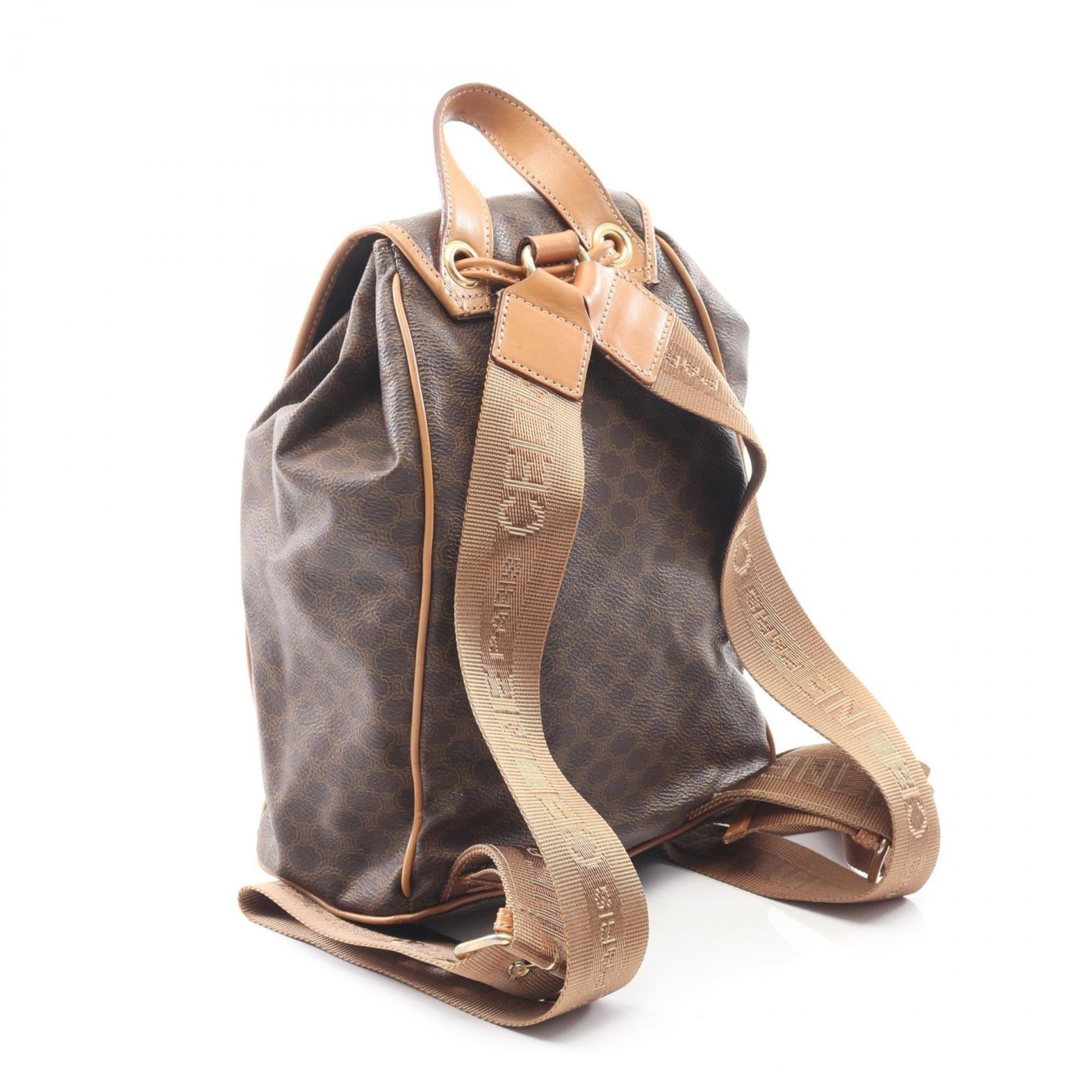 Celine Macadam Backpack, Coated Canvas and Leather, Women's, Brown