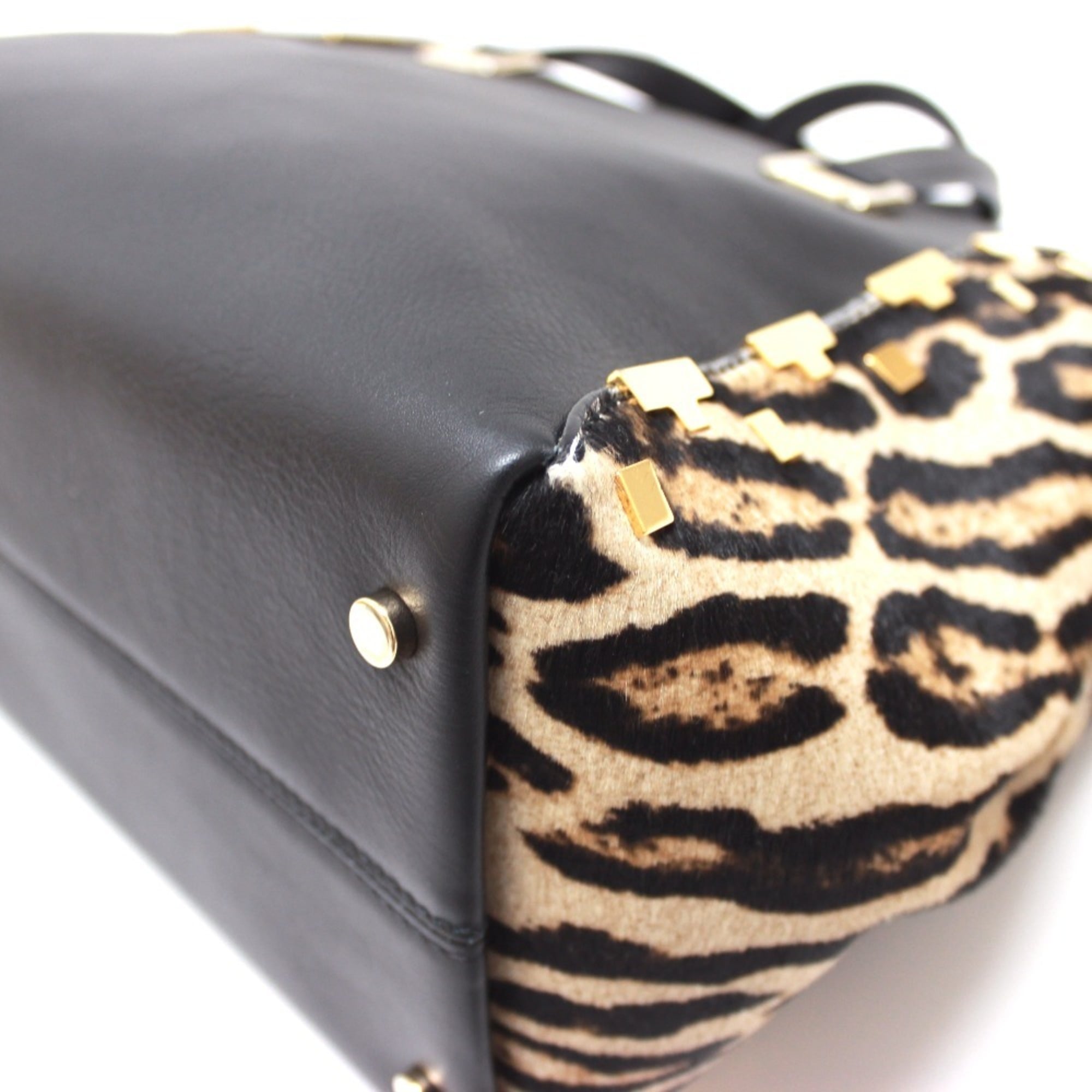 JIMMY CHOO Leopard handbag shoulder bag leather pony for women black — Like New