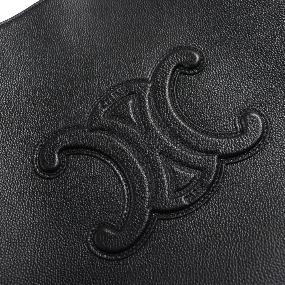 CELINE 11685 Cabas Anais Triomphe Medium Leather Tote Bag (Can be carried on the shoulder) Black, Made in Italy, Women's — Like New