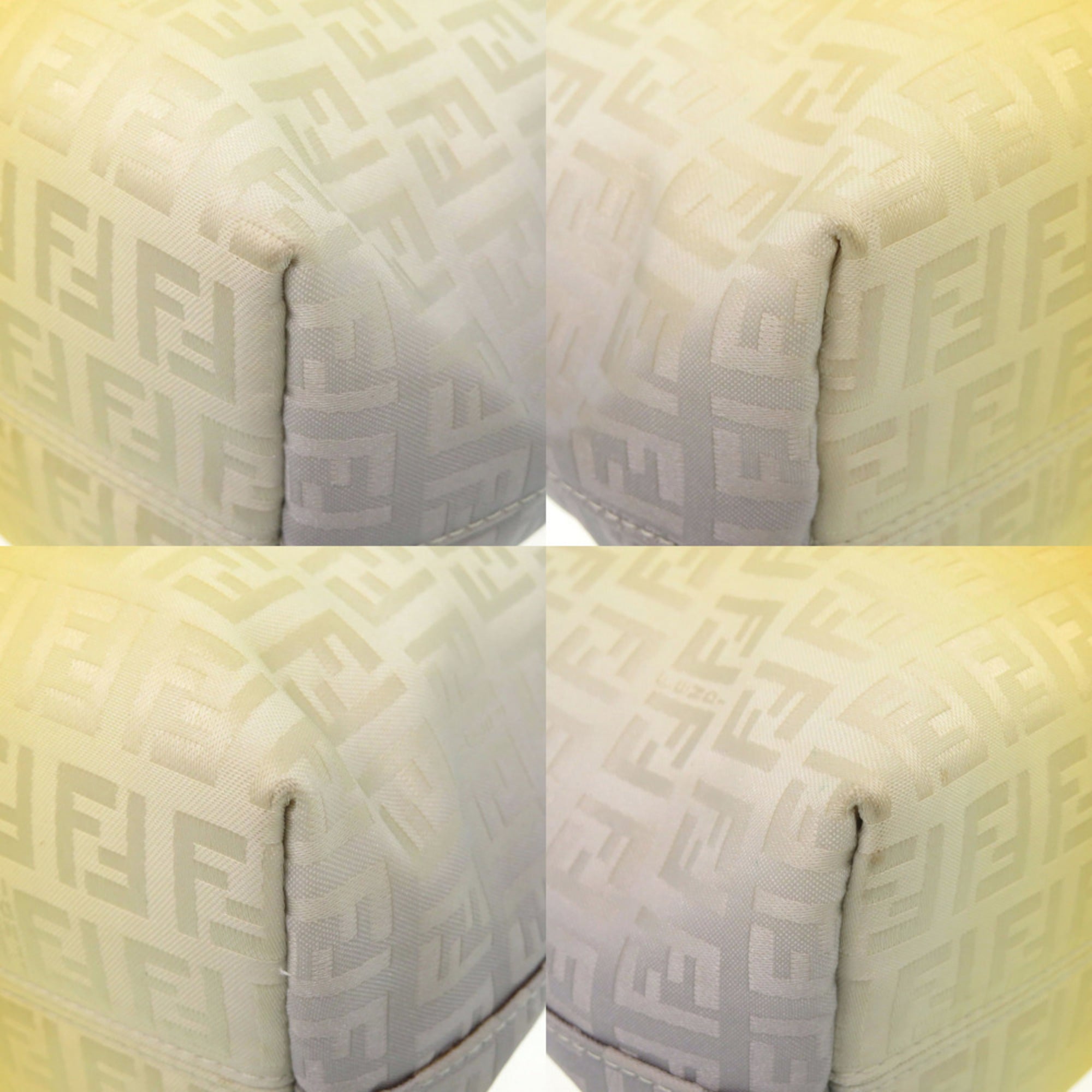 Fendi Zucchino Pattern 8BH099 Nylon Canvas Leather Yellow Gray Tote Bag 0551FENDI — Like New