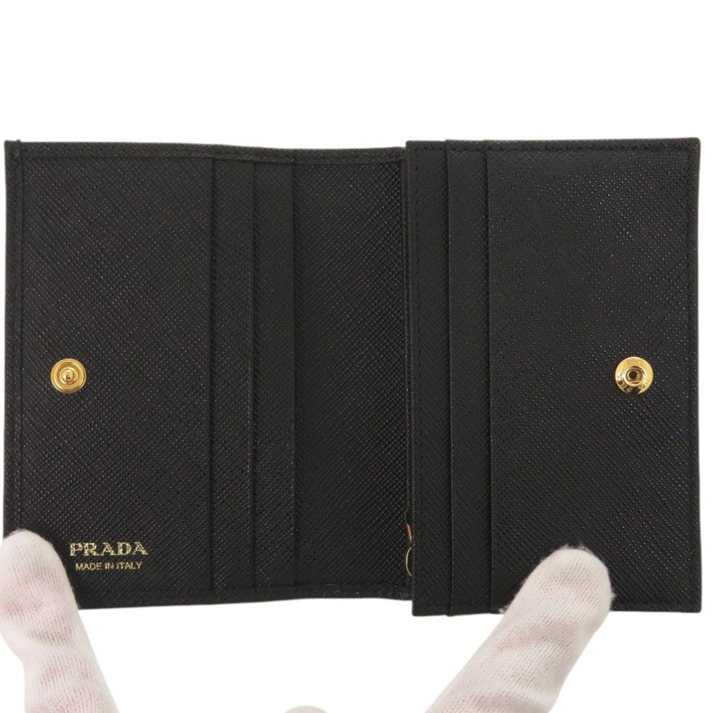 Like new Prada 1MV021 Saffiano Leather Black Bi-fold Wallet 0741 PRADA