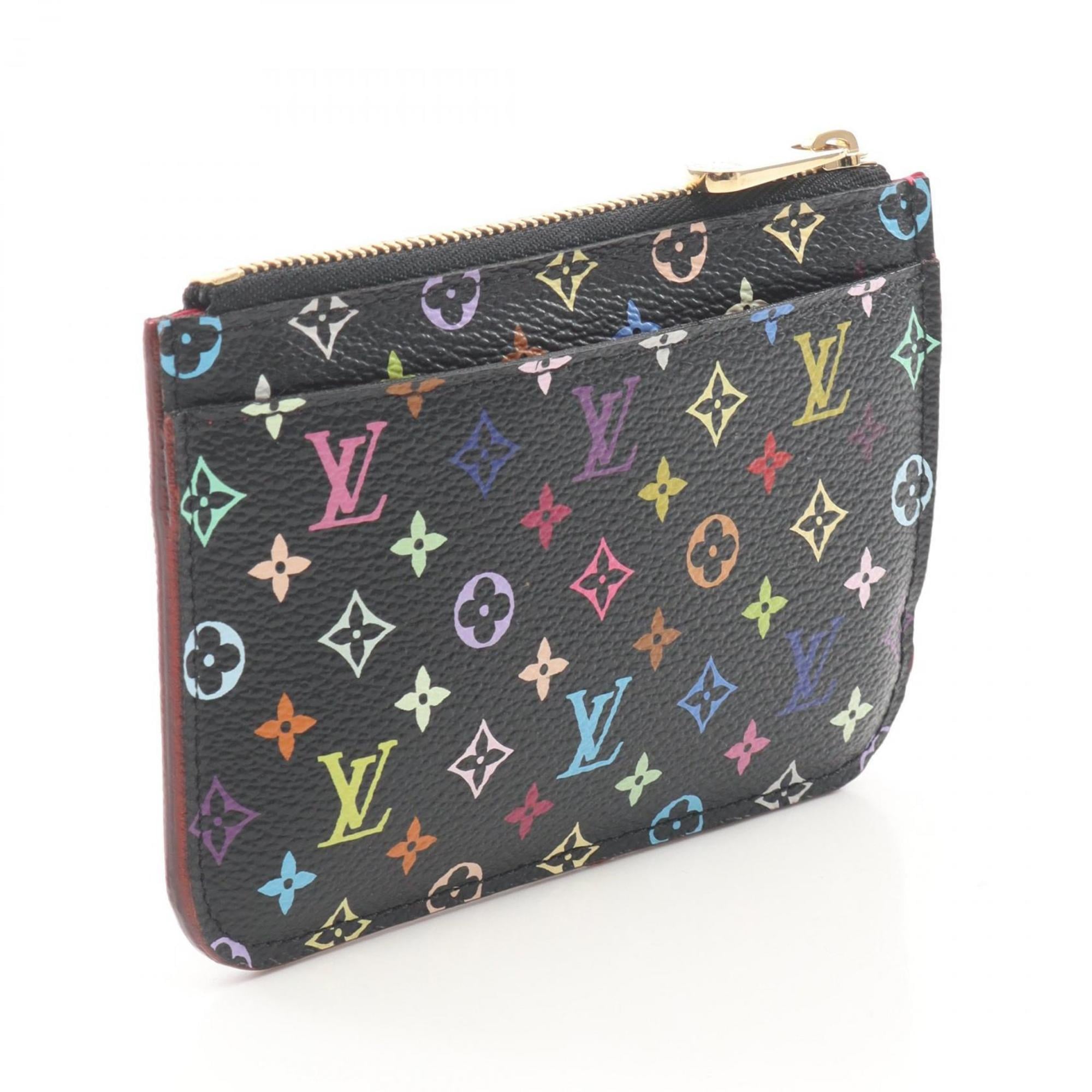 Louis Vuitton Pochette Cle Wallet with Coin Purse, Canvas Monogram Multicolore, Women's, Black, M93735