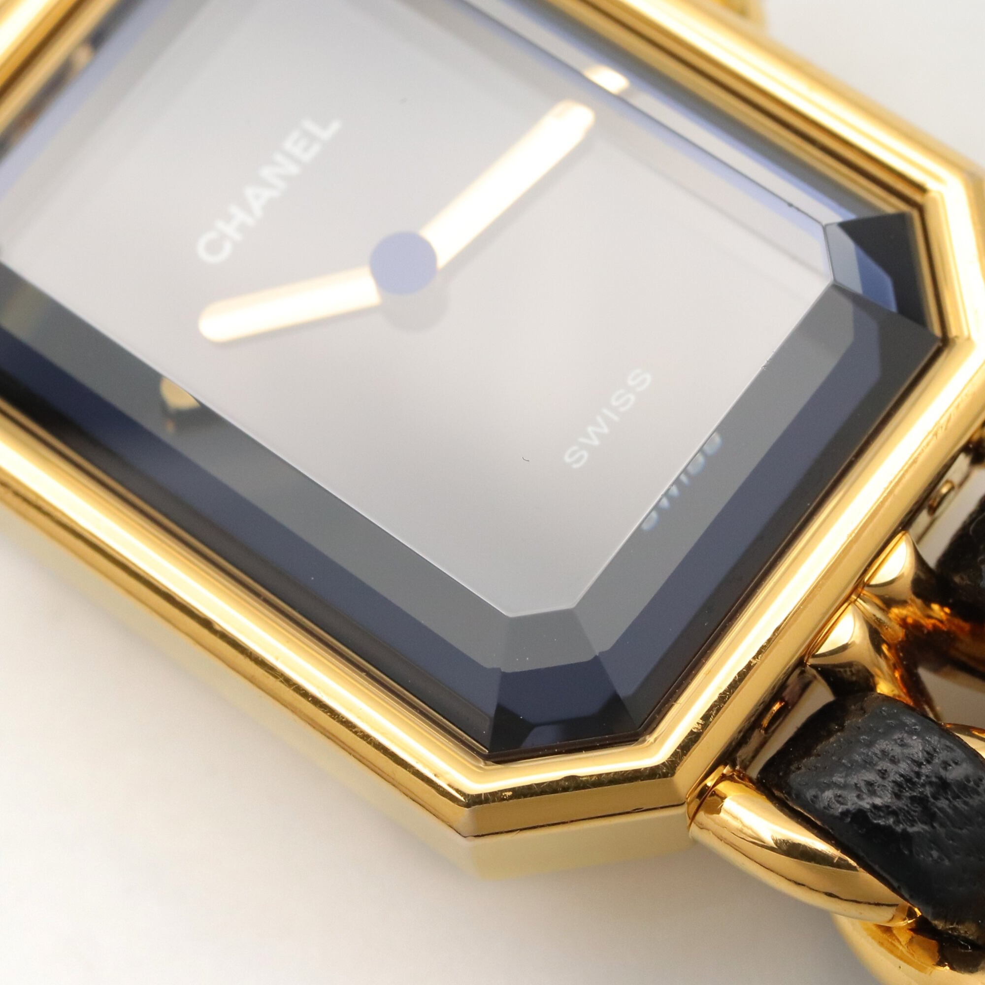 Chanel CHANEL Première S Watch, Gold Plated (GP), Leather Strap, Women's, Black, H0001 — Very Good
