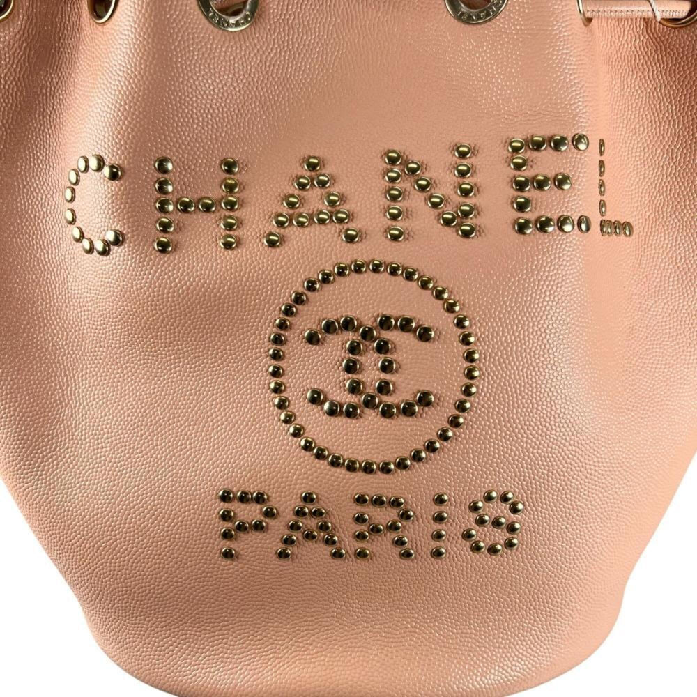 Chanel Deauville Shoulder Bag for Women, Studded Logo, Gold Hardware, Crossbody, Pink with Hardware — Like New