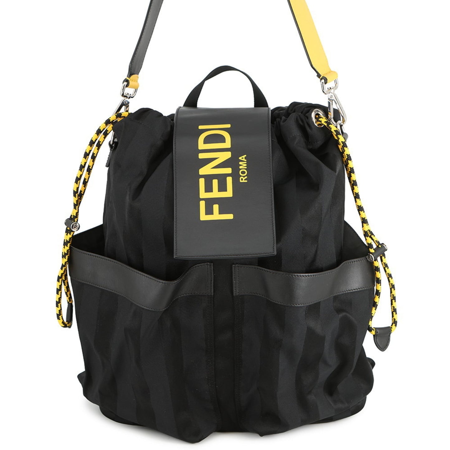 Fendi Strike Pecan Backpack, Large, 7VZ056, Black, 2-way
