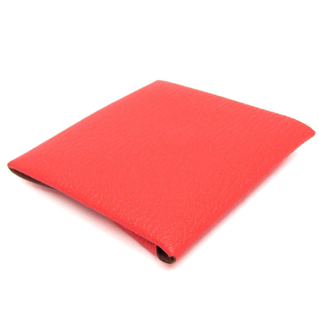 Hermes Bastia Verso Men,Women Chevre Leather Coin Purse/coin Case Beige,Pink