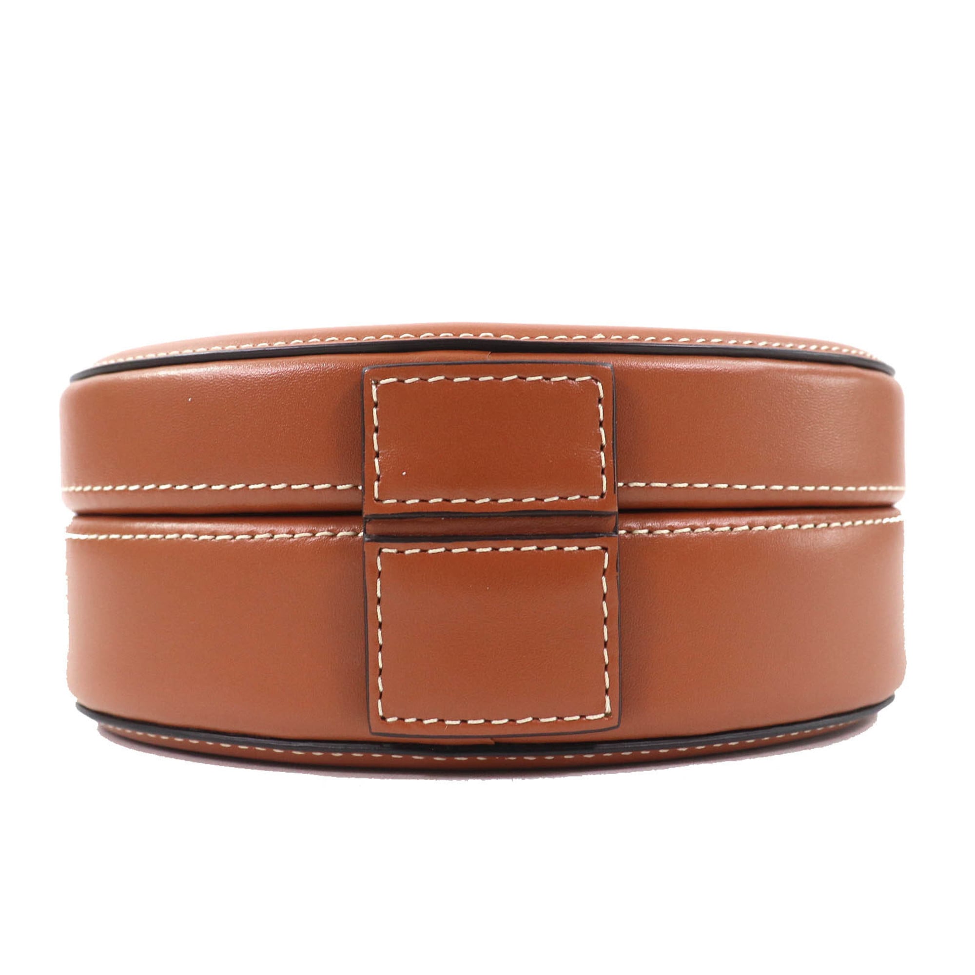 CELINE 198613 Oval Minaudière Cuir Triomphe Smooth Calfskin Leather Handbag in Tan and Brown, Includes Dust Bag, Made Italy — Like New