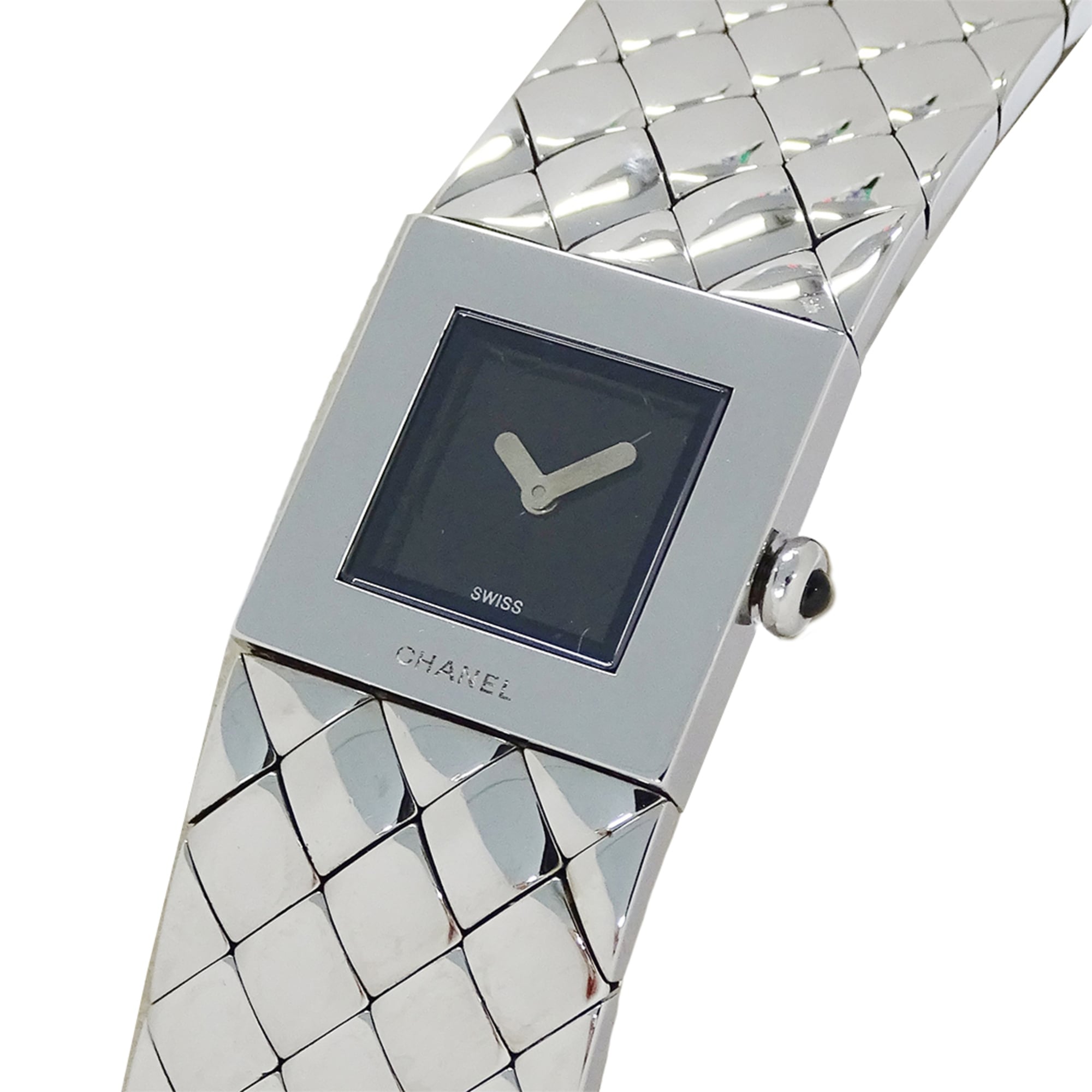 Chanel CHANEL Women's Watch, Brand Name, Matelassé, Quartz, Stainless Steel (SS), H0009, Silver, Black — Good
